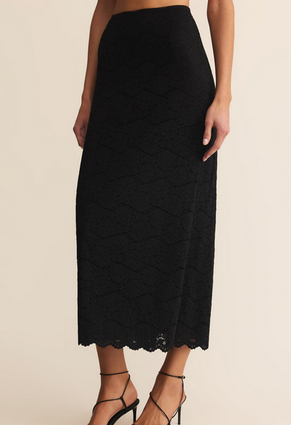Via Lace Midi Skirt - Black