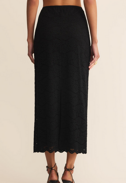 Via Lace Midi Skirt - Black