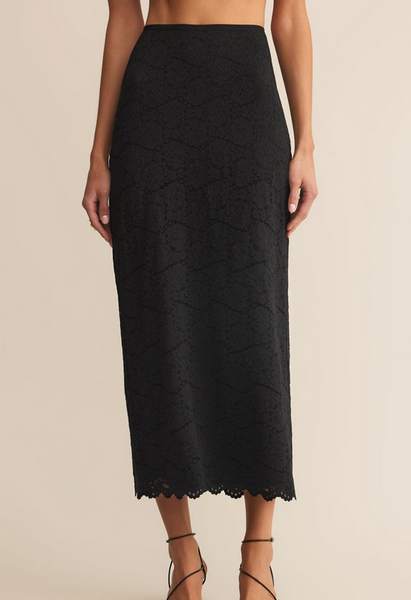 Via Lace Midi Skirt - Black