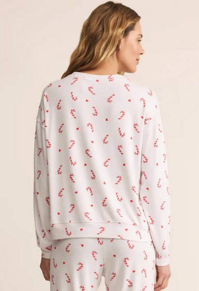 Cozy Candy Cane Top - White