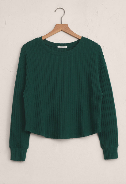 Elfie Silky Rib Long Sleeve Top - Mistletoe