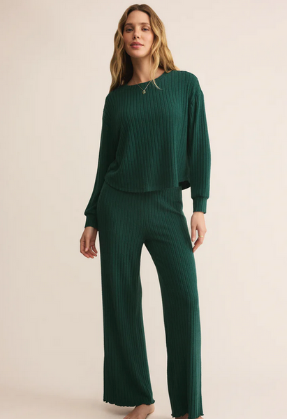 Elfie Silky Rib Long Sleeve Top - Mistletoe