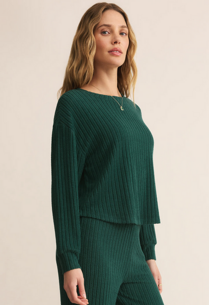 Elfie Silky Rib Long Sleeve Top - Mistletoe