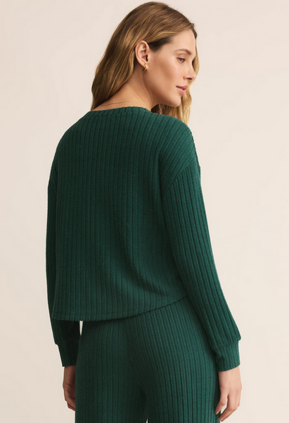 Elfie Silky Rib Long Sleeve Top - Mistletoe