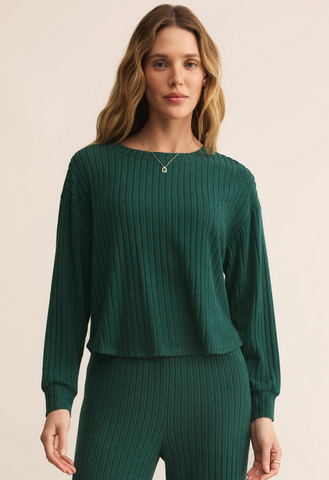 Elfie Silky Rib Long Sleeve Top - Mistletoe