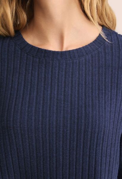 Elfie Silky Rib Long Sleeve Top - Blue Saphire