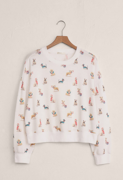 Cozy Up Pup Long Sleeve Top - White