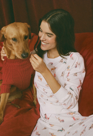 Cozy Up Pup Long Sleeve Top - White