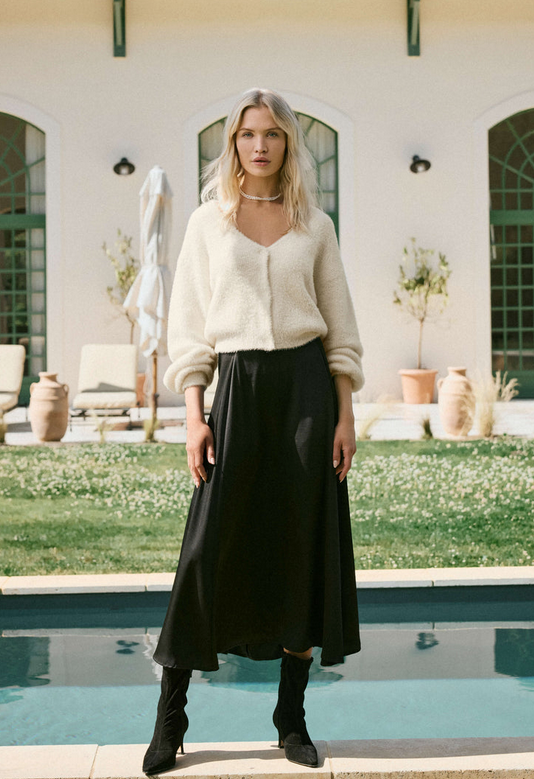 Northpointe Satin Midi Skirt - Black