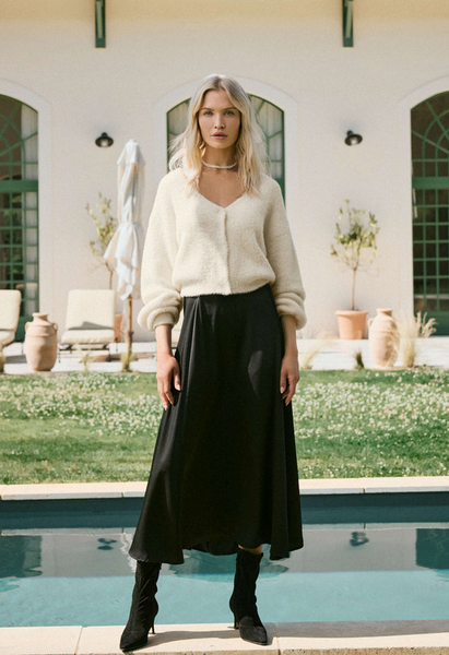 Northpointe Satin Midi Skirt - Black