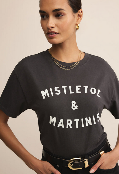 Mistletoe Boyfriend Tee - Black Sand