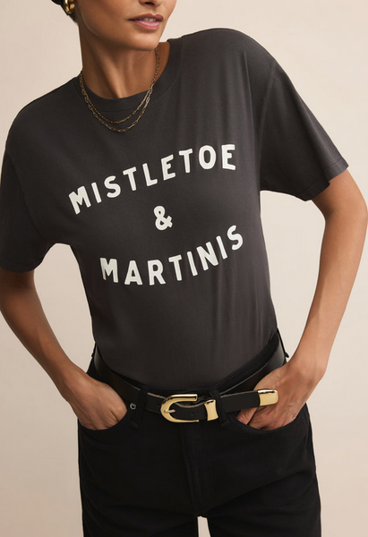 Mistletoe Boyfriend Tee - Black Sand