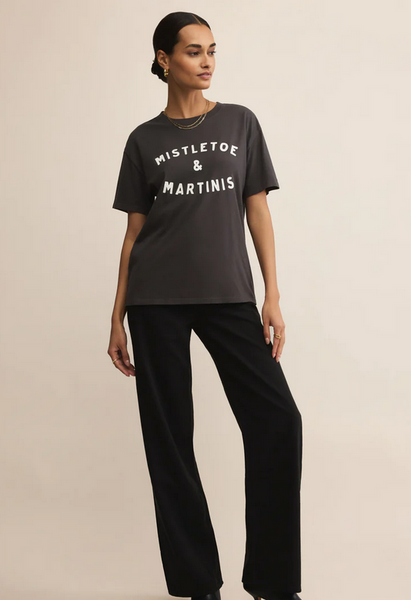 Mistletoe Boyfriend Tee - Black Sand