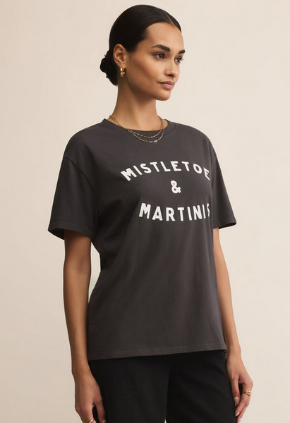 Mistletoe Boyfriend Tee - Black Sand