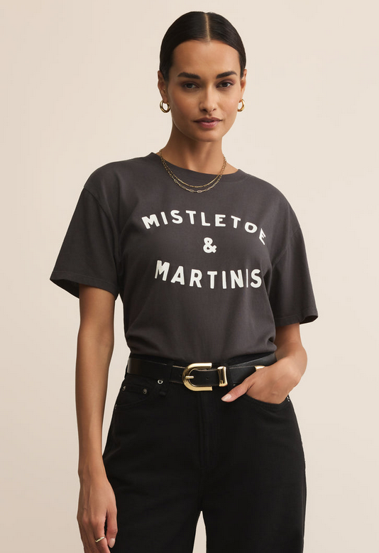 Mistletoe Boyfriend Tee - Black Sand