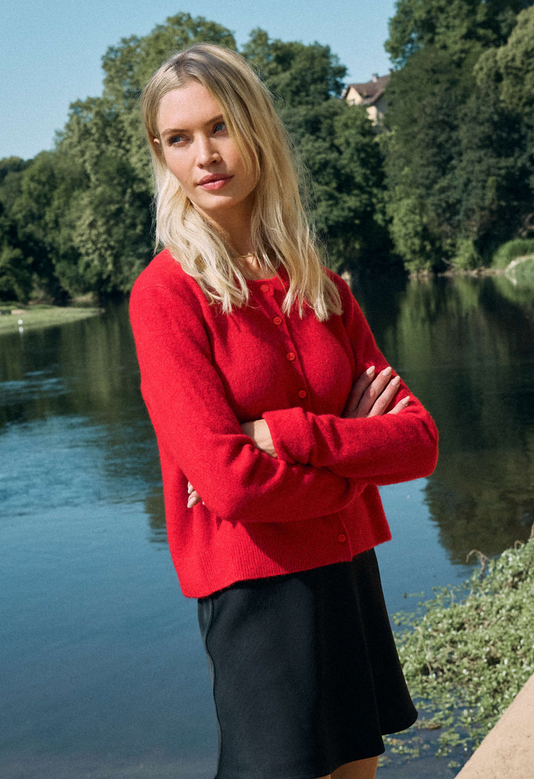 Medina Cozy Cardigan - Festive Red