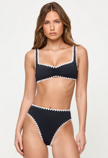 Effie Bikini Top - Black-Cream