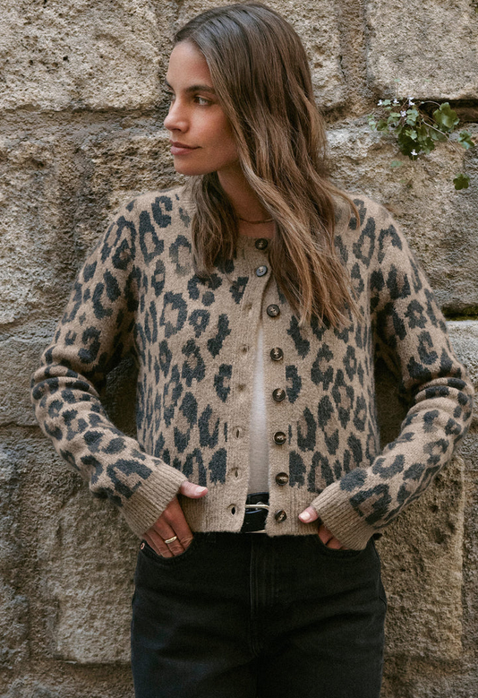 Outlook Leopard Cardigan - Desert Tan