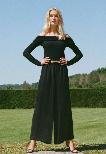 Whimsy Off Shoulder Mesh Top - Black