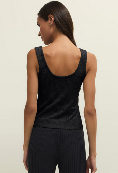 Double Scoop Silky Rib Tank - Black Sand