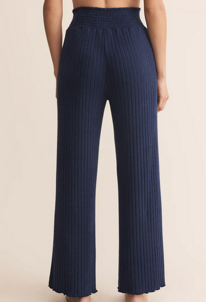 Dawn Smocked Silky Rib Pant - Blue Sapphire