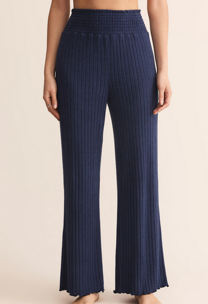 Dawn Smocked Silky Rib Pant - Blue Sapphire