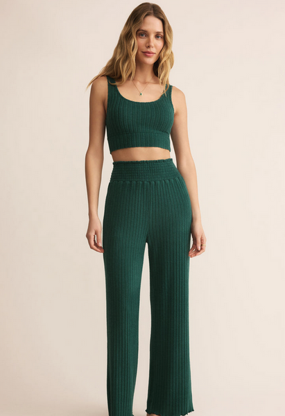 Dawn Smocked Silky Rib Pant - Mistletoe