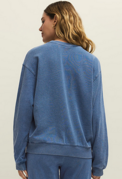 Boyfriend Denim Sweatshirt - Calypso Blue Indigo