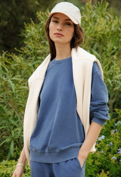 Boyfriend Denim Sweatshirt - Calypso Blue Indigo