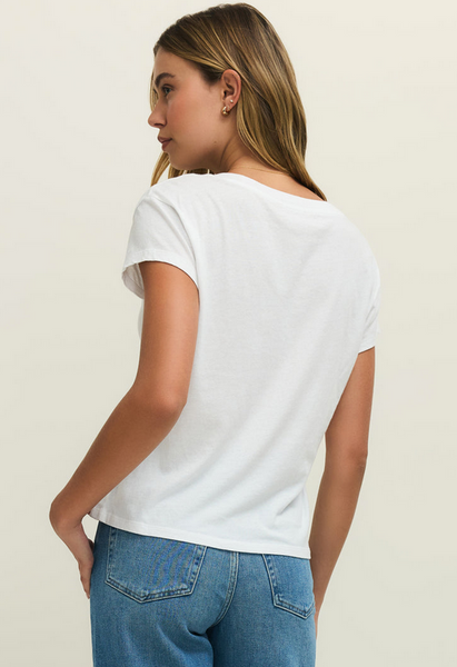 Modern Jersey V-Neck Tee - White