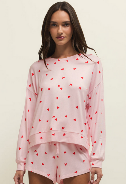 Mira Heart Long Sleeve Top - Pink Marshmallow