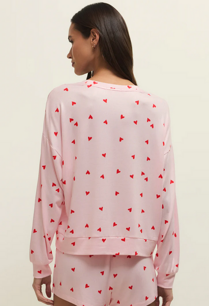 Mira Heart Long Sleeve Top - Pink Marshmallow