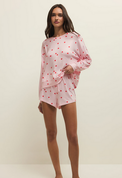 Mira Heart Long Sleeve Top - Pink Marshmallow
