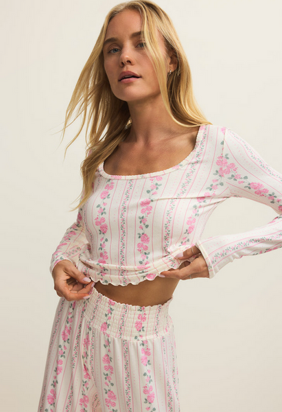 Marseille Boudoir Long Sleeve Top - Vanilla Ice