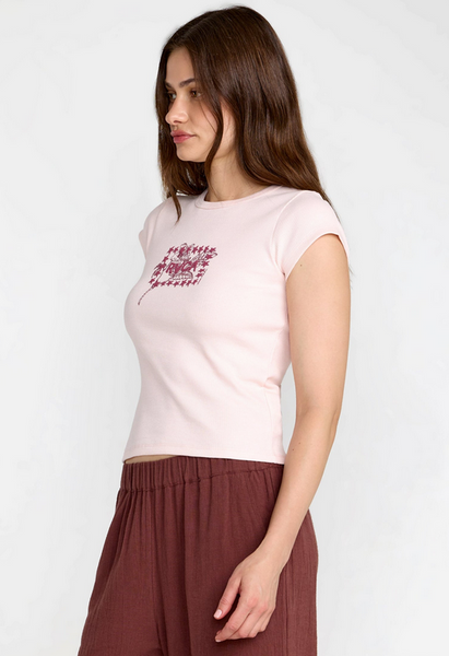 Ribbed Slim Tee - Hazey Pink