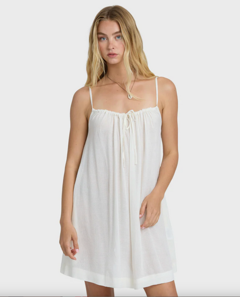Beach Song Solid Mini Dress - Salt Crystal