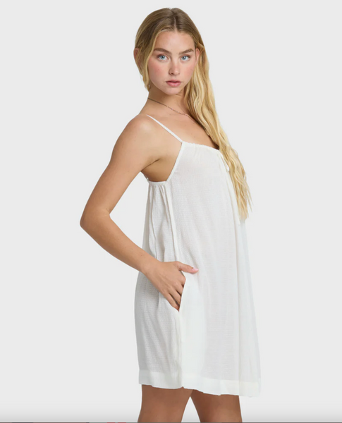 Beach Song Solid Mini Dress - Salt Crystal
