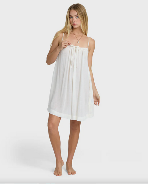 Beach Song Solid Mini Dress - Salt Crystal
