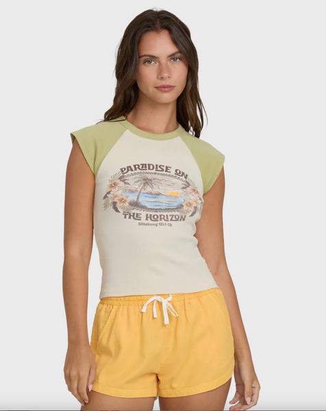Horizon Raglan Short Sleeve Knit T-Shirt - Cactus