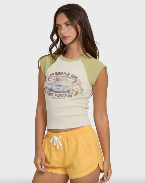 Horizon Raglan Short Sleeve Knit T-Shirt - Cactus