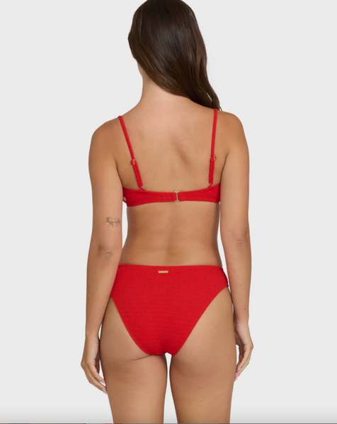 Rising Tide Ruched V Bralette Bikini Top - Fiesta Red
