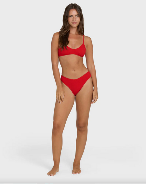 Rising Tide Ruched V Bralette Bikini Top - Fiesta Red