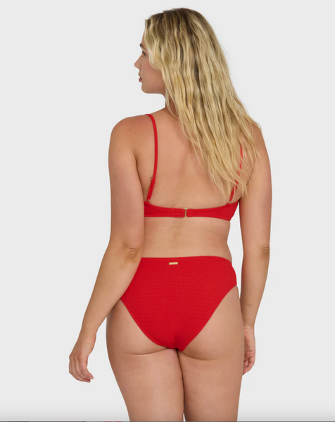 Rising Tide Ruched V Bralette Bikini Top - Fiesta Red