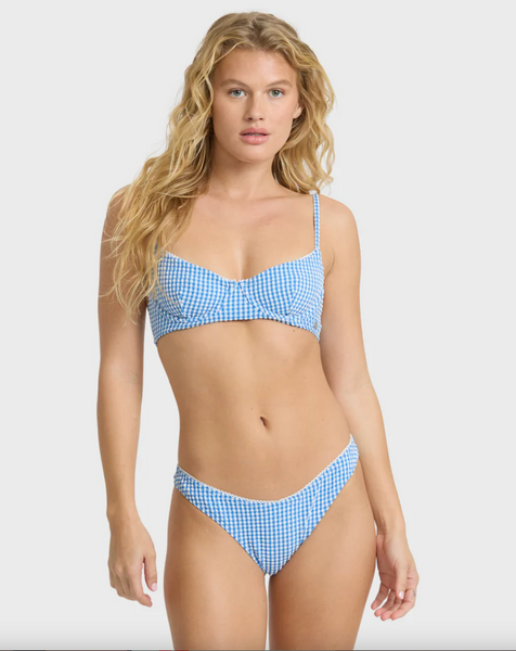Mini Wave Check Maui Bikini Bottoms - True Blue