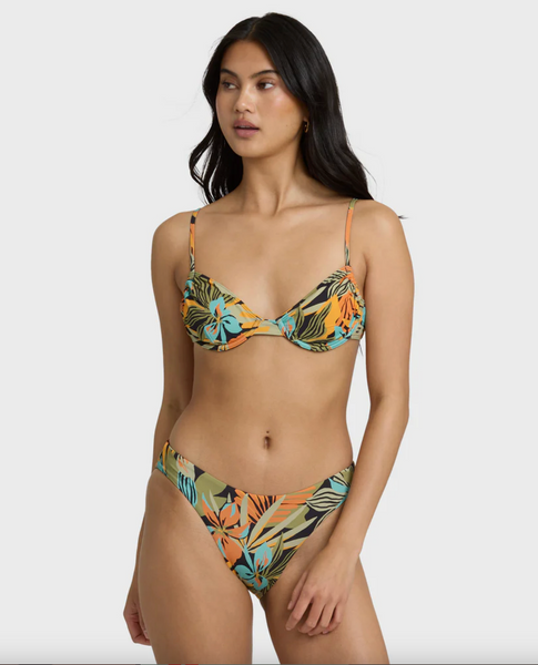 Des Tropiques Lowrider Full Bikini Bottom - Black Multi
