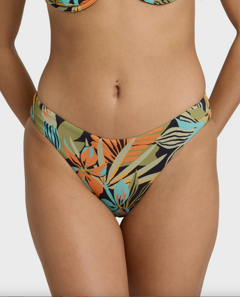 Des Tropiques Lowrider Full Bikini Bottom - Black Multi