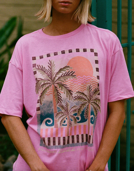 Feel The Heat Short Sleeve Knit T-Shirt - Party Pink