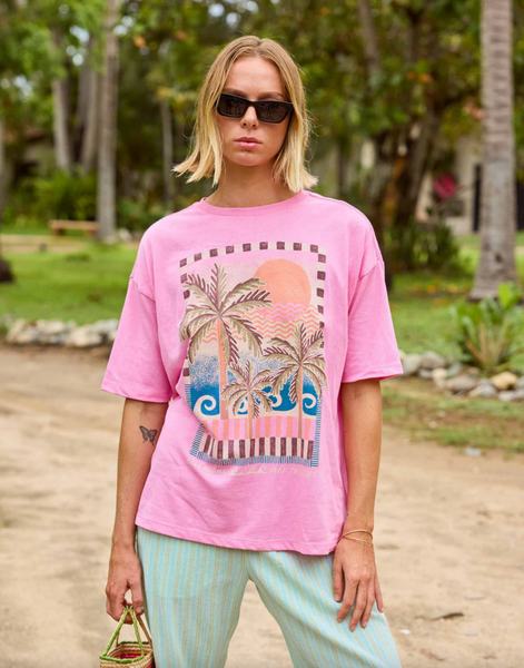 Feel The Heat Short Sleeve Knit T-Shirt - Party Pink
