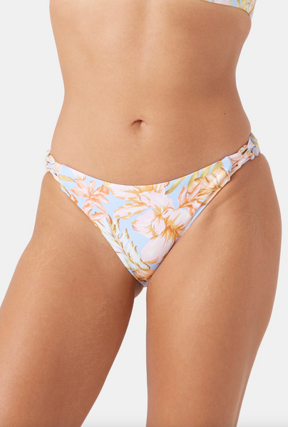 Tropical Hipster Lace Side Full Bikini Bottom - Blue Multi