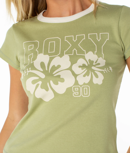 Genuine Hibiscus 90S Ringer Baby Tee - Sage Genuine Hibiscus